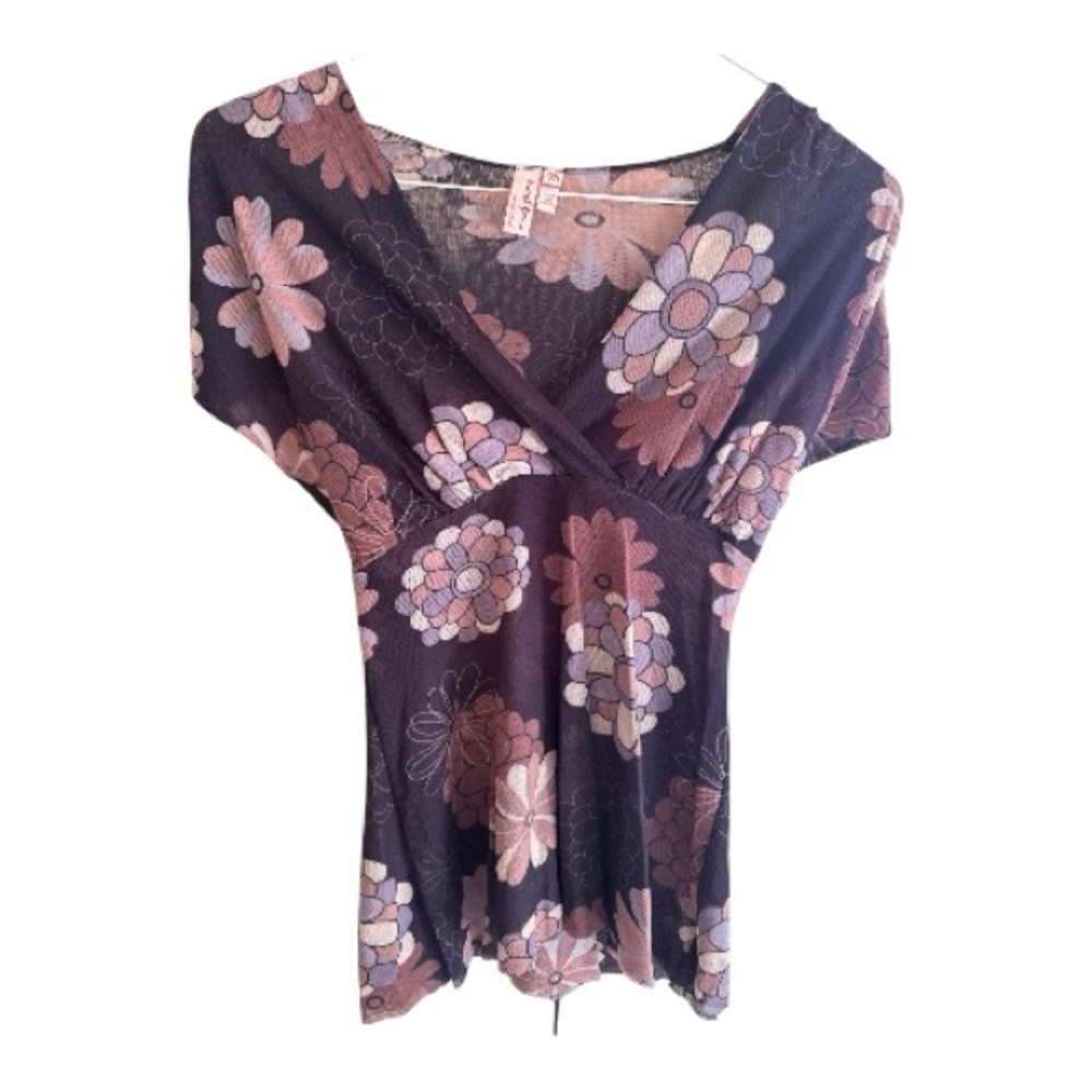 Sweet Pea Purple Floral Wrap Blouse